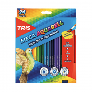 Lápis de Cor Aquarelável 24 Cores + Apontador + Pincel Mega Aquarell Tris