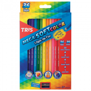 Lápis de Cor Mega Soft Color 36 Cores + Apontador Tris