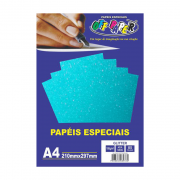 Papel Glitter A4 Azul Neon 180g 5 Folhas Off Paper