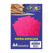 Papel Glitter A4 Pink 180g 5 Folhas Off Paper