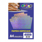 Papel Holográfico A4 Prata com Espirais 120g 10 Folhas Off Paper