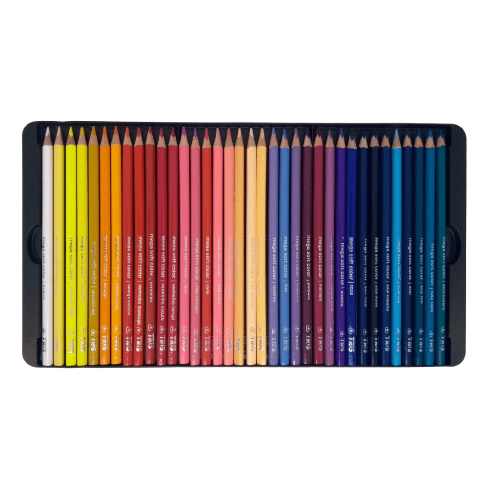 Lápis de Cor Mega Soft Color 72 Cores Estojo Metálico Tris