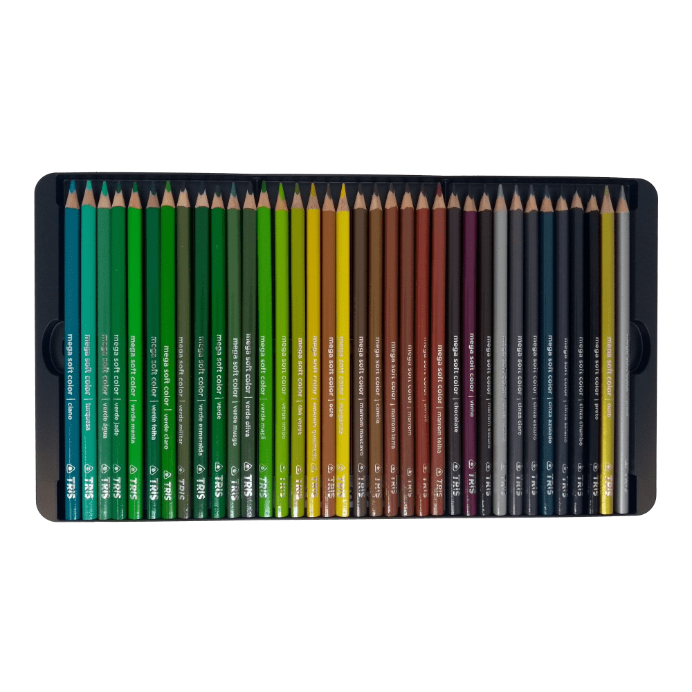 Lápis de Cor Mega Soft Color 72 Cores Estojo Metálico Tris