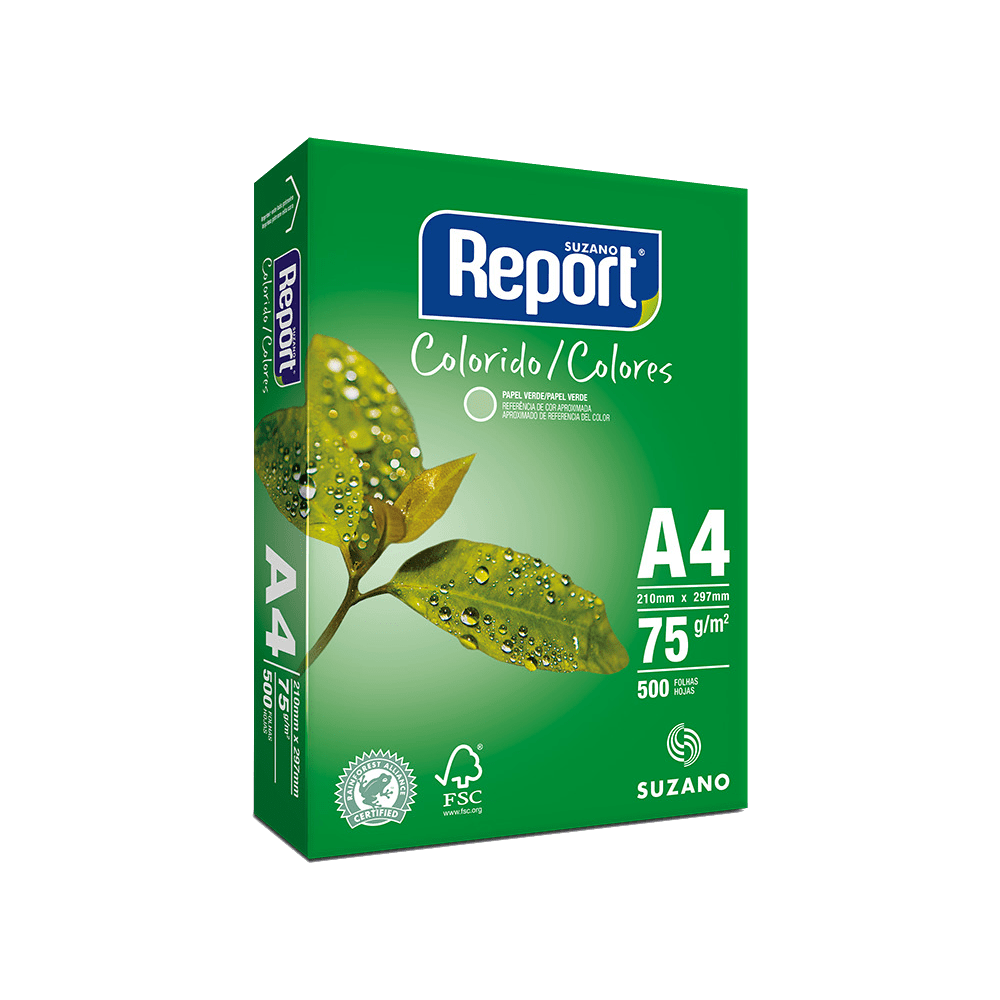 Papel Sulfite A4 Verde 75g 500 Folhas Report