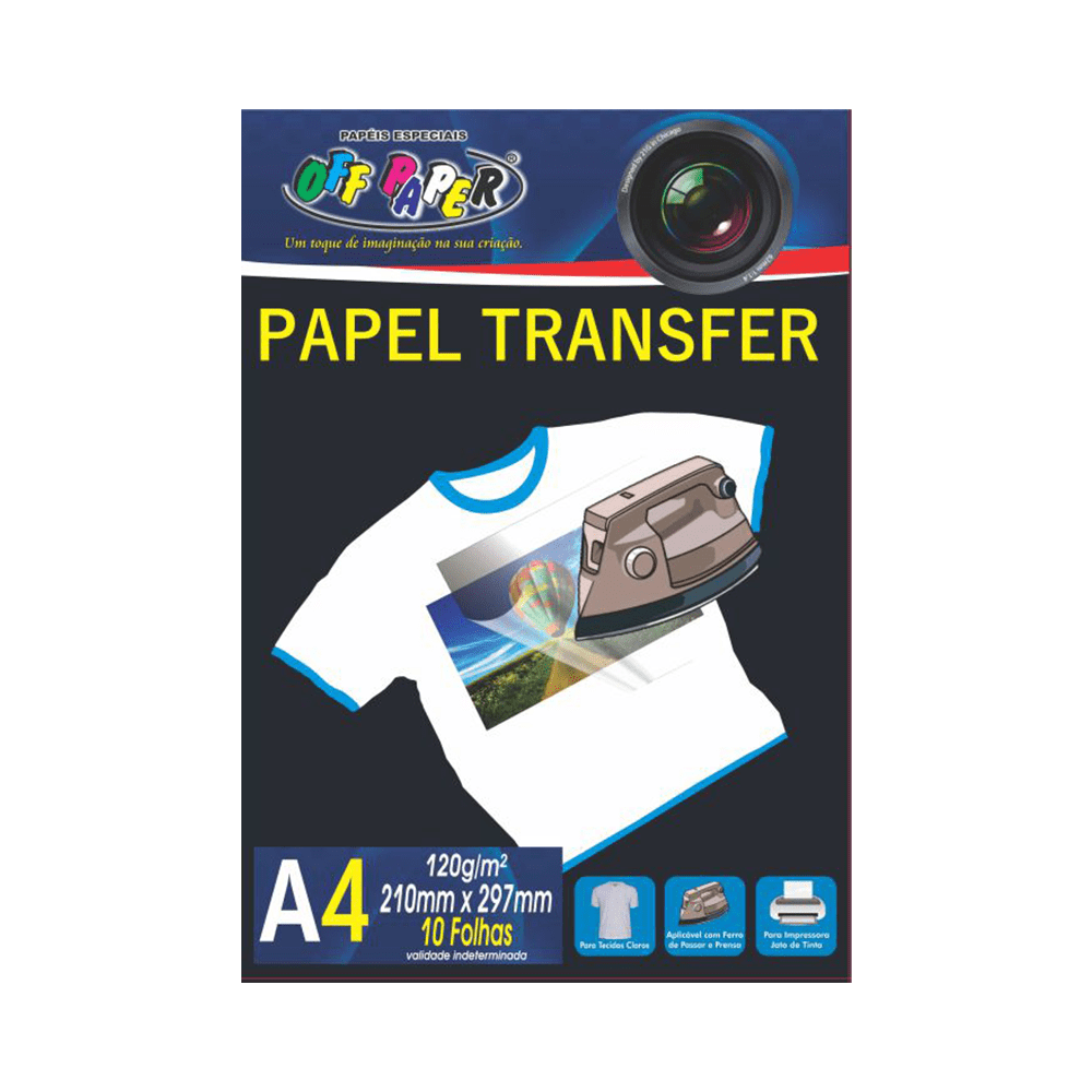 Papel Transfer A4 Tecidos Claros 120g 10 Folhas Off Paper