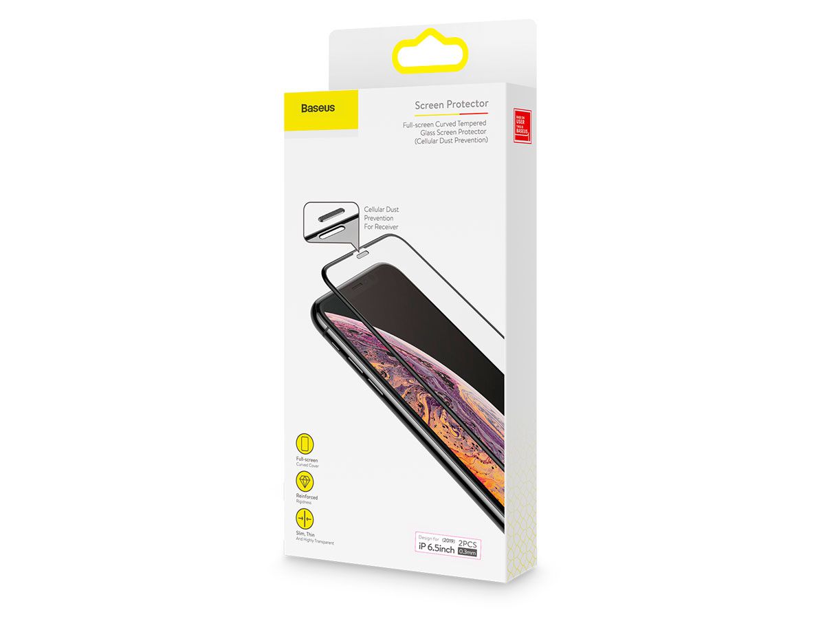 2 Películas Protetoras Curvas Baseus em Vidro Temperado para iPhone XS Max e 11 Pro Max