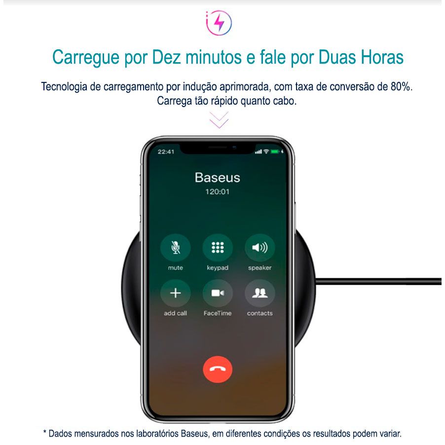 Carregador Sem Fio Baseus UFO para Apple iPhone e Samsung Galaxy