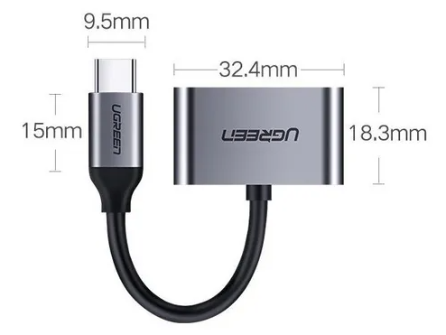 Hub Adaptador USB-C Para USB-C e Audio P2 3,5mm