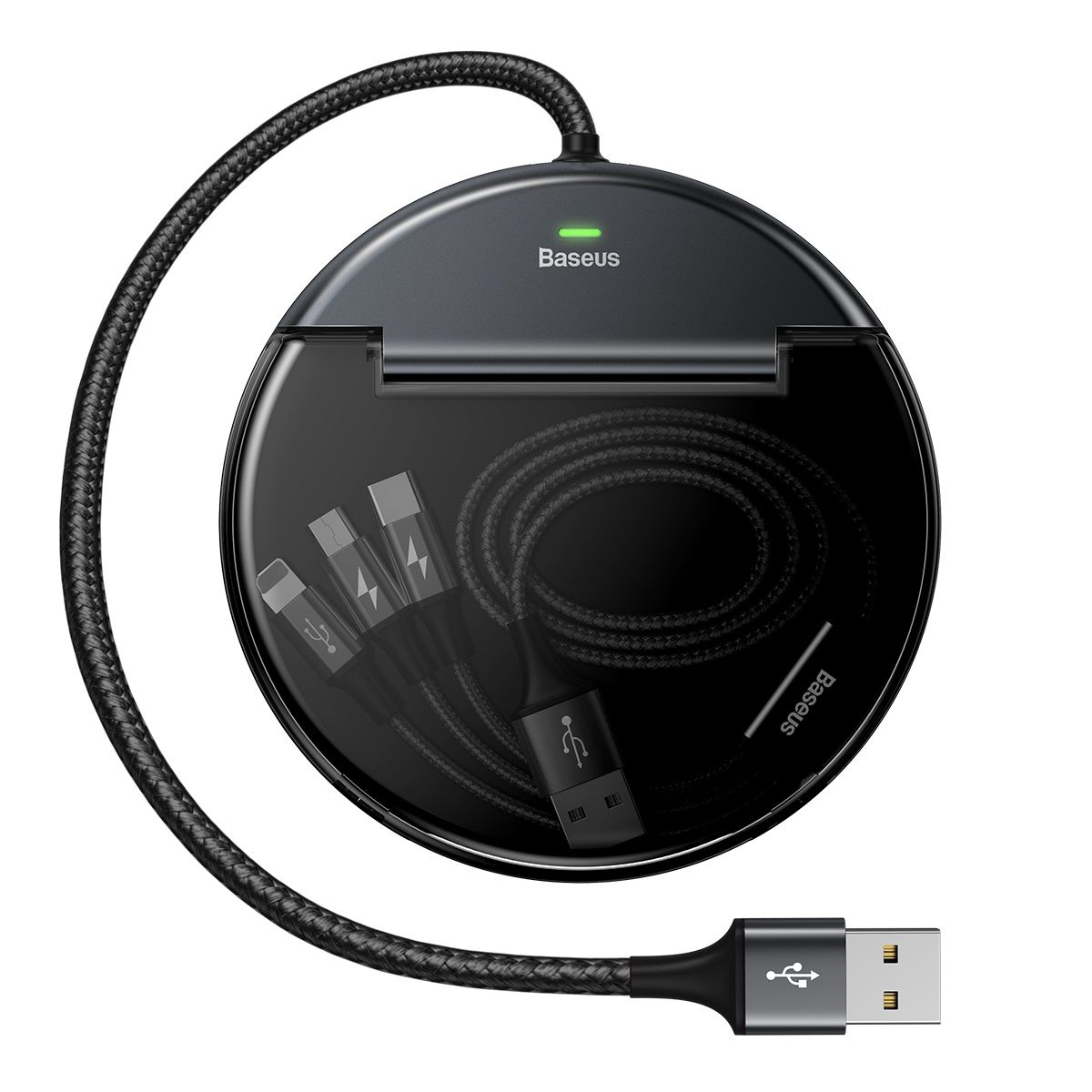 HUB Carregador Veicular Baseus (Type-C + 2*USB + Cabo 3n1 Micro USB/ Lightning /Type-C) 