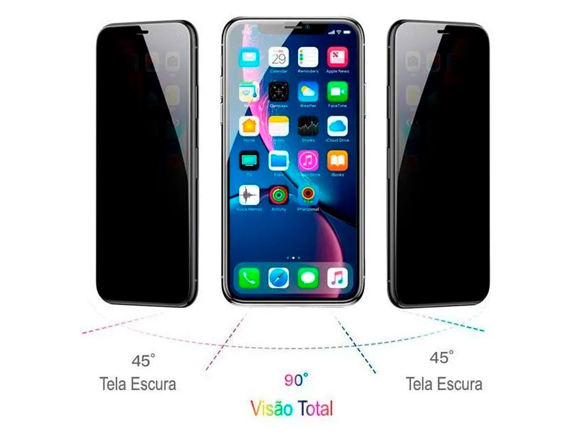 Película Privacidade Baseus para iPhone X e XS em Vidro Temperado de 0.23mm Curva