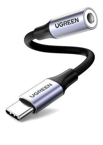 UGREEN USB-C para 3,5 mm M / F Cabo Shell de alumínio com 10 cm trançado (cinza espacial)