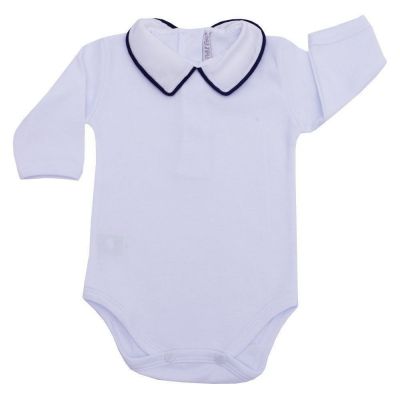 Body bebê masculino - Branco e azul marinho