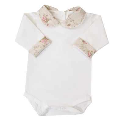 Body bebê gola floral - Off white