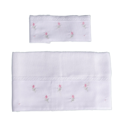 Kit toalha de boca com 2 peças tulipa - Branco e rosa