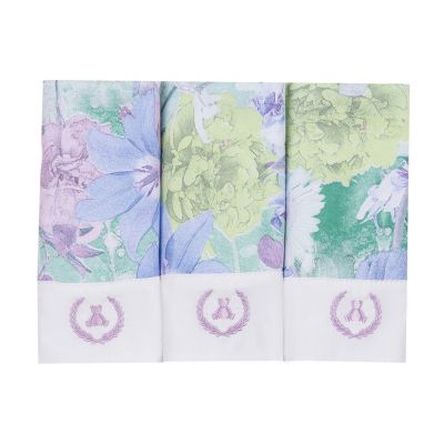 Kit toalha de boca com 3 peças floral - Lilás
