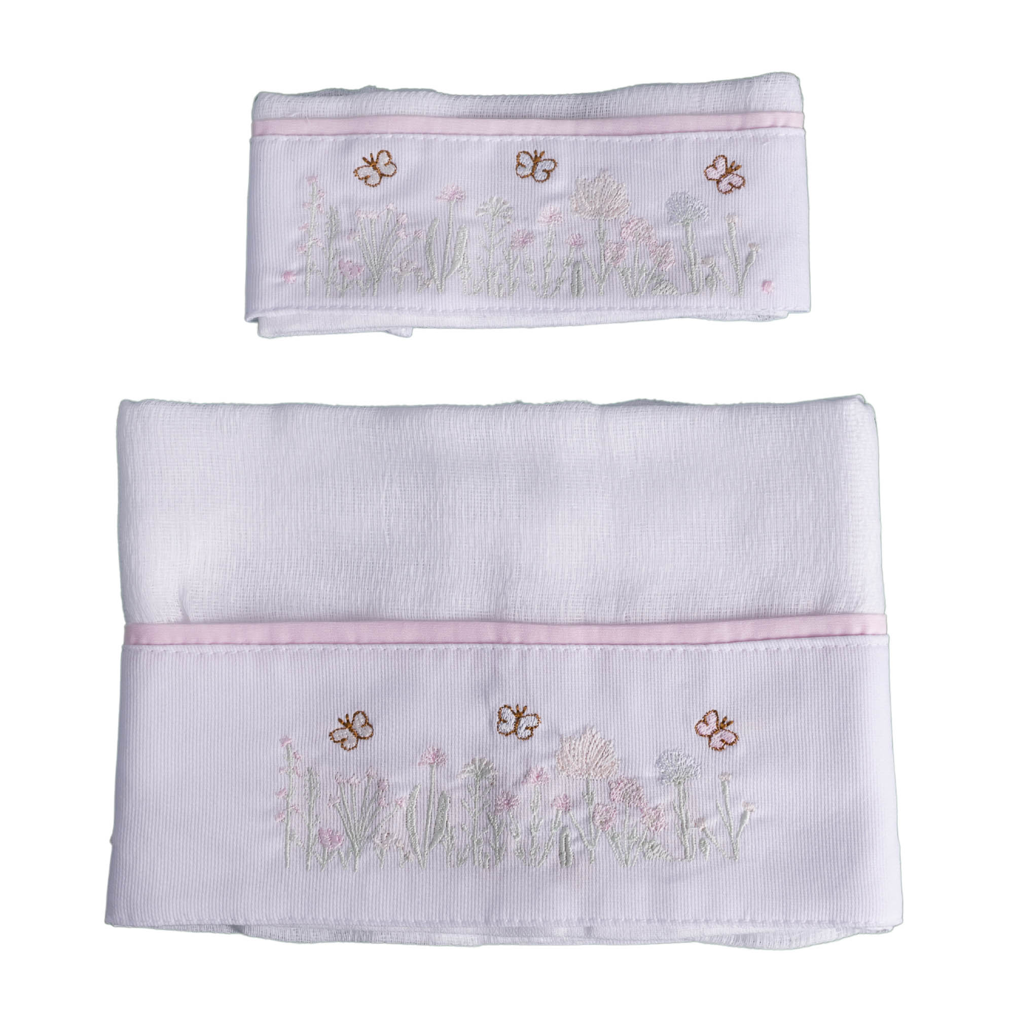 Kit toalha de boca com 2 peças borboleta - Branco e rosa