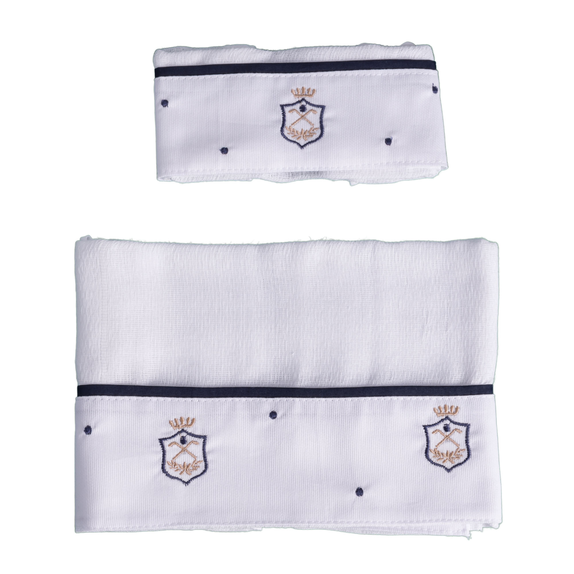 Kit toalha de boca com 2 peças brasão - Branco e azul marinho