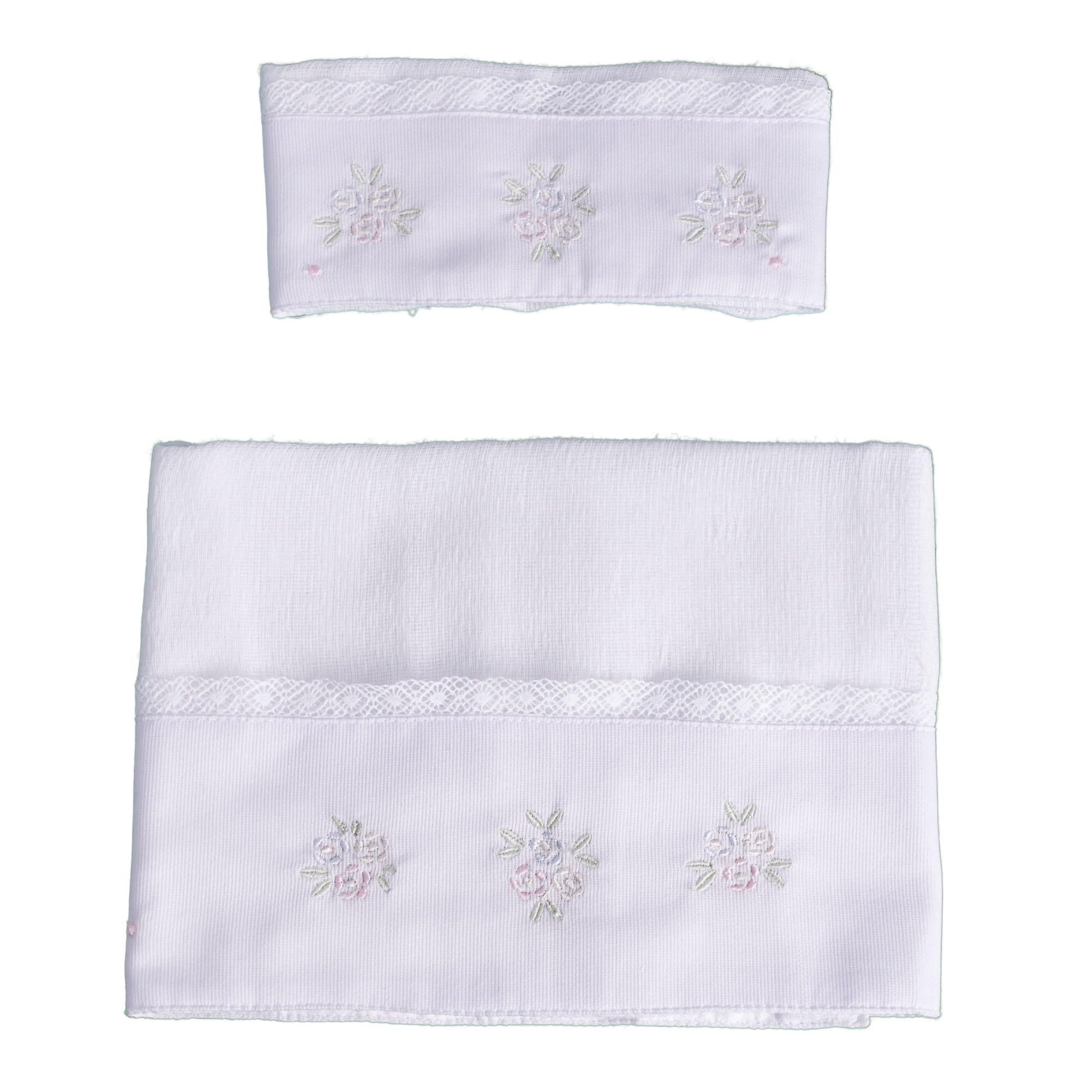 Kit toalha de boca com 2 peças flores - Branco e rosa