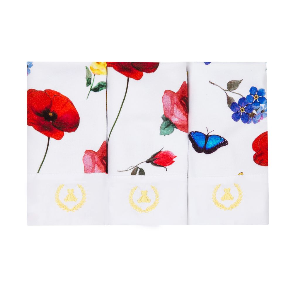 Kit toalha de boca com 3 peças borboleta - Branco