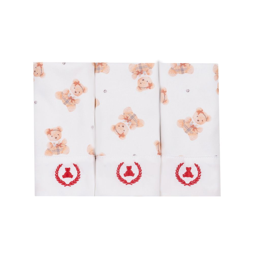 Kit toalha de boca com 3 peças ursa - Off white