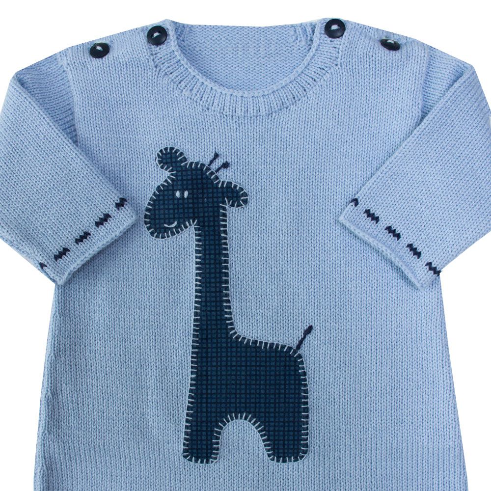 Macacão bebê girafa - Azul