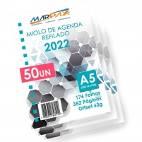 Miolo De Agenda A5 Refilado 2022 20x13,5 cm kit com 50 unidades