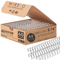Wire-o para Encadernação 3x1 A4 Prata 5/16 para 50fls 60un
