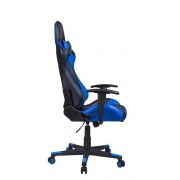 Cadeira Gamer Pelegrin Em Couro PU Reclinável PEL-3012 Preta E Azul