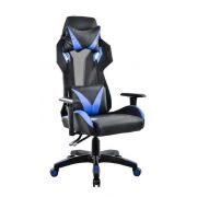 Cadeira Gamer Pelegrin Em Couro PU Reclinável PEL-3014 Preta E Azul