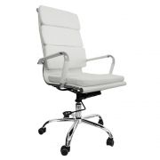 Cadeira Presidente Design Charles Eames em Couro PU Branca Pelegrin PEL-7089H3