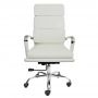 Cadeira Presidente Design Charles Eames em Couro PU Branca Pelegrin PEL-7089H3