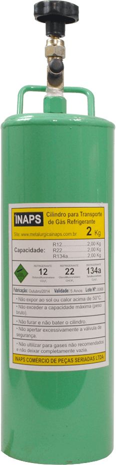Cilindro Garrafa Para Transporte De Gás Refrigerante 2Kg R22 R134a