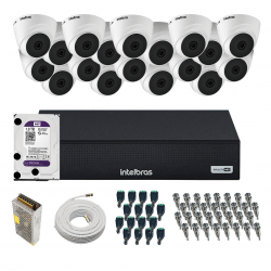 Kit 16 Câmeras Dome 720p VHC 1120 D + DVR Gravador de Vídeo MHDX 1016-C com 16 canais + HD 1TB Purple + Acessórios