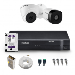 Kit 1 câmeras Bullet 720p VHC 1120 B e 1 Câmera Dome VHC 1120 D + DVR Gravador de Vídeo MHDX 1004-C com 4 canais + HD 1TB Purple + Acessórios