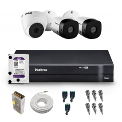 Kit 2 câmeras Bullet VHL 1120 B e 1 Câmera Dome 720p VHL 1120 D + DVR Gravador de Vídeo MHDX 1004-C com 4 canais + HD 1TB Purple + Acessórios