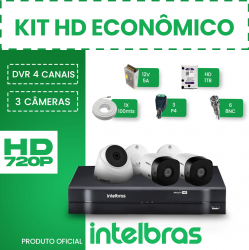Kit 2 câmeras Bullet VHL 1120 B e 1 Câmera Dome 720p VHL 1120 D + DVR Gravador de Vídeo MHDX 1004-C com 4 canais + HD 1TB Purple + Acessórios