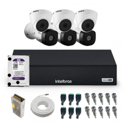 Kit 3 câmeras Bullet 720p VHD 1130 B + 3 Câmeras Dome 720p VHD 1220 D + DVR Gravador de Vídeo MHDX 1008-C com 8 canais + HD 1TB Purple + Acessórios