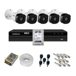Kit 5 câmeras Bullet 1080p VHD 1230 B + DVR Gravador de Vídeo MHDX 1208 com 8 canais + HD 1TB Purple + Acessórios
