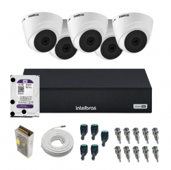Kit 5 câmeras Dome 720p VHD 1120 D + DVR Gravador de Vídeo MHDX 1008-C com 8 canais + HD 1TB Purple + Acessórios