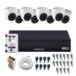 Kit 8 câmeras Dome 720p VHD 1120 D + DVR Gravador de Vídeo MHDX 1008-C com 8 canais + HD 1TB Purple + Acessórios