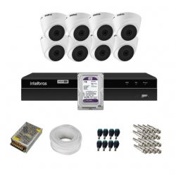 Kit 8 Câmeras Dome VHD 1220 D + DVR Gravador de Vídeo MHDX 1208 com 8 canais + HD 1TB Purple + Acessórios