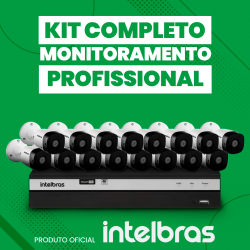 Kit de Câmeras Monitoramento Profissional Alta Definição Full HD Intelbras 16 canais MHDX 1080p - Completo