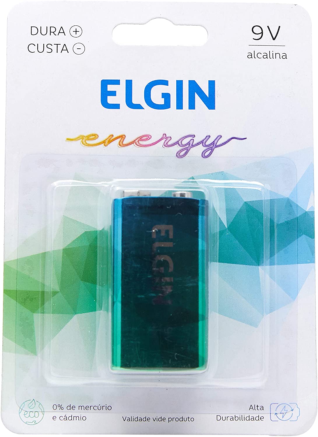 Bateria Alcalina 9V embalagem blister com 1 unidade Elgin, Elgin, Baterias