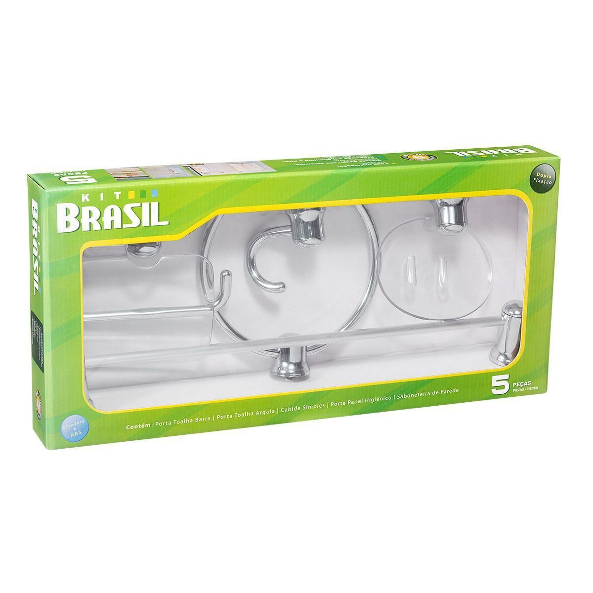 Kit Para Banheiro Brasil 5 Peças Cromado Rf Brasil