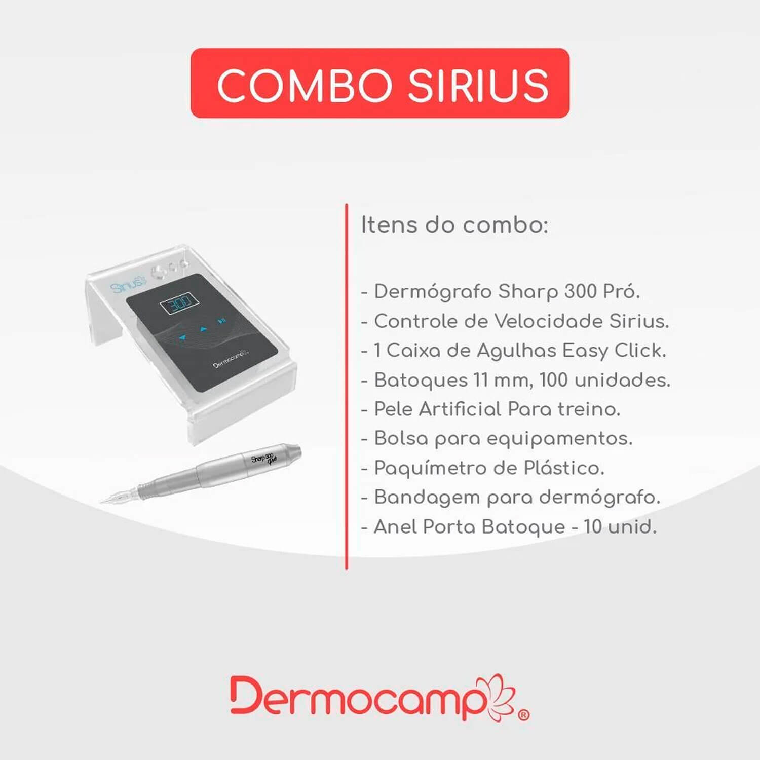 Combo Controle Digital Sirius Dark + Dermografo Sharp 300 Pró Prata