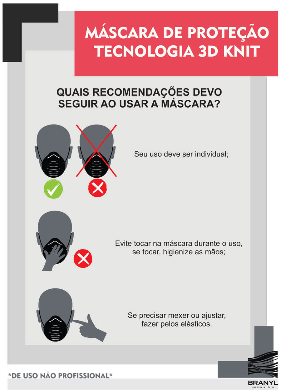 Máscara Proteção Branyl 3D Knit Dulpa Camada Lavável