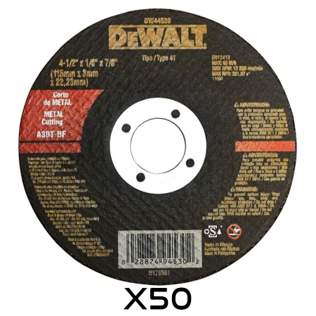 Kit 50 Disco de Desbaste 4-12" x 1/8" x 7/8" p/ Metal Dewalt
