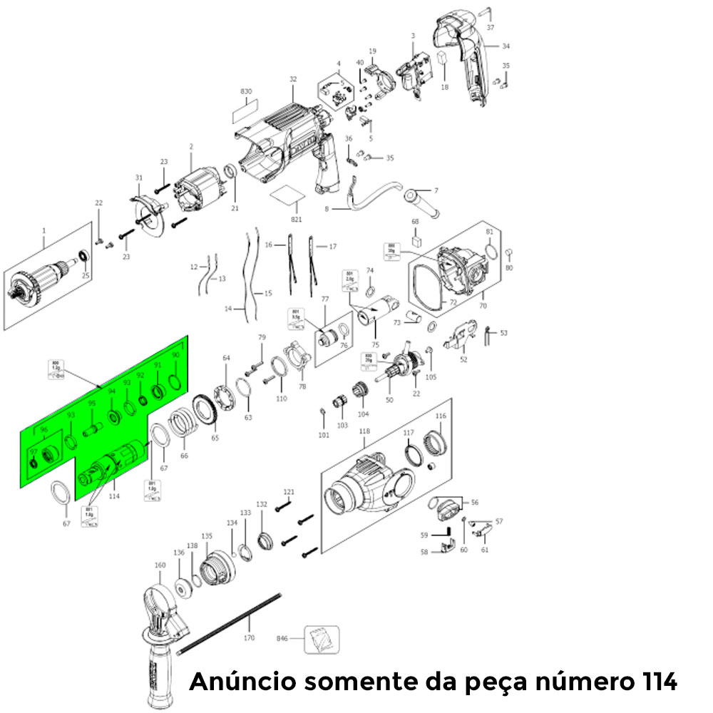 Eixo Porta Ferramenta P/ Martelete D25123 Tipo 10 Dewalt N386323