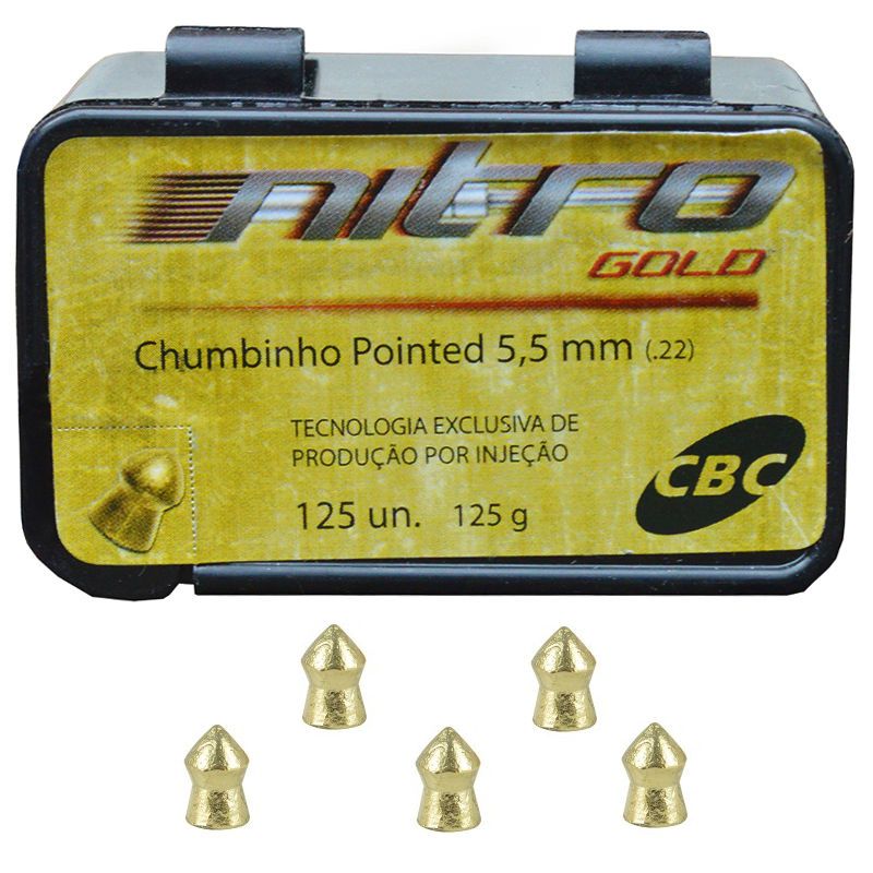 Chumbinho CBC Nitro Gold Pointed Cal. 5,5mm - 125 unidades