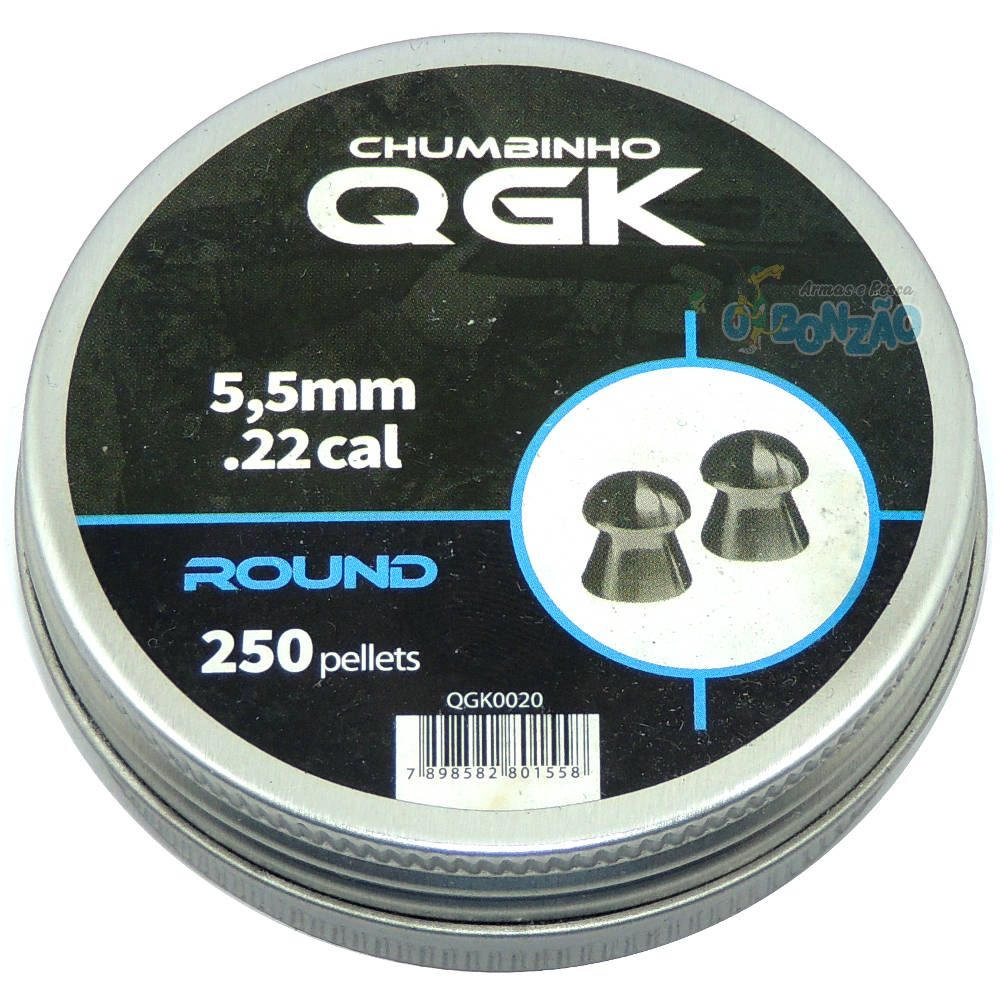 Chumbinho QGK Round 5,5mm - 250 unidades